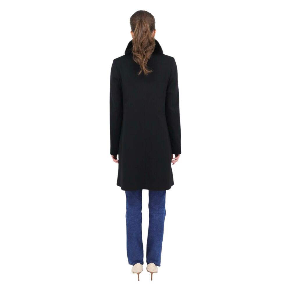 Fleurette Loro Piana Italian Wool Black Fox Fur Trim Collar Coat Size 10 - Picture 5 of 16